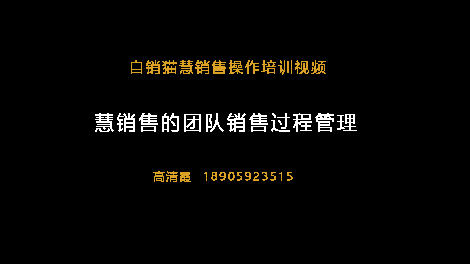 自销猫慧销售的团队销售过程管理